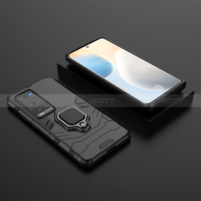 Funda Bumper Silicona y Plastico Mate Carcasa con Magnetico Anillo de dedo Soporte KC2 para Vivo X60 Pro+ Plus 5G