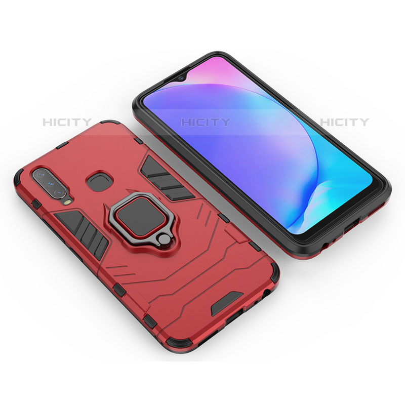 Funda Bumper Silicona y Plastico Mate Carcasa con Magnetico Anillo de dedo Soporte KC2 para Vivo Y3 Rojo