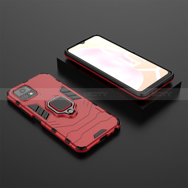 Funda Bumper Silicona y Plastico Mate Carcasa con Magnetico Anillo de dedo Soporte KC2 para Vivo Y52s t1 5G Rojo