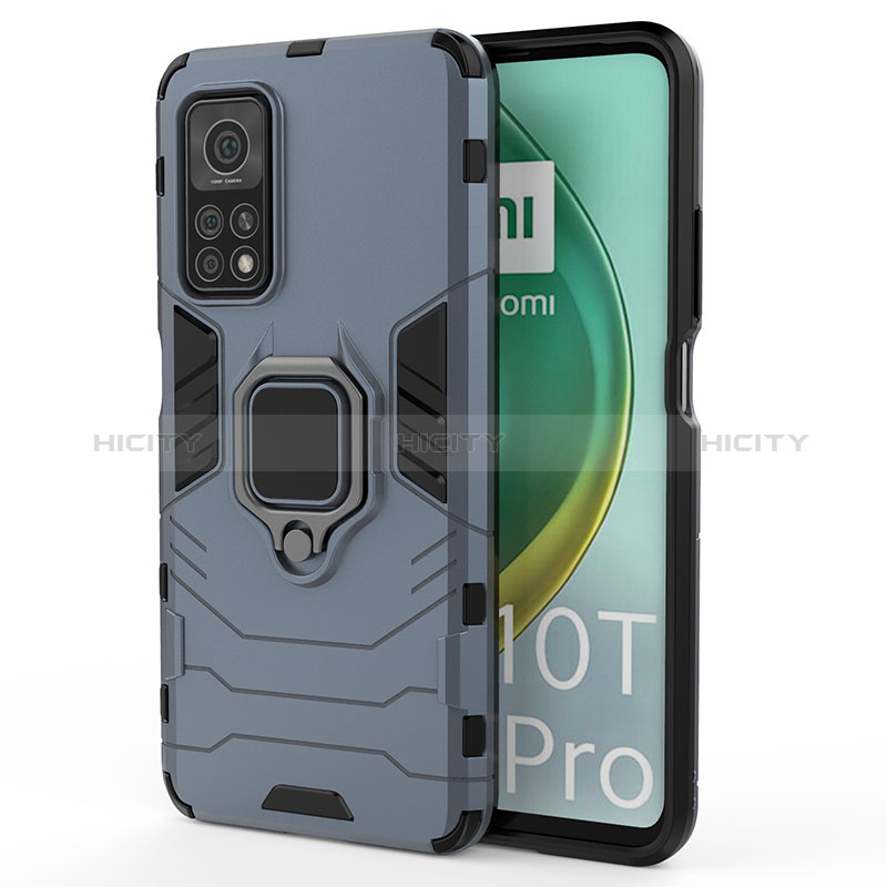 Funda Bumper Silicona y Plastico Mate Carcasa con Magnetico Anillo de dedo Soporte KC2 para Xiaomi Mi 10T Pro 5G