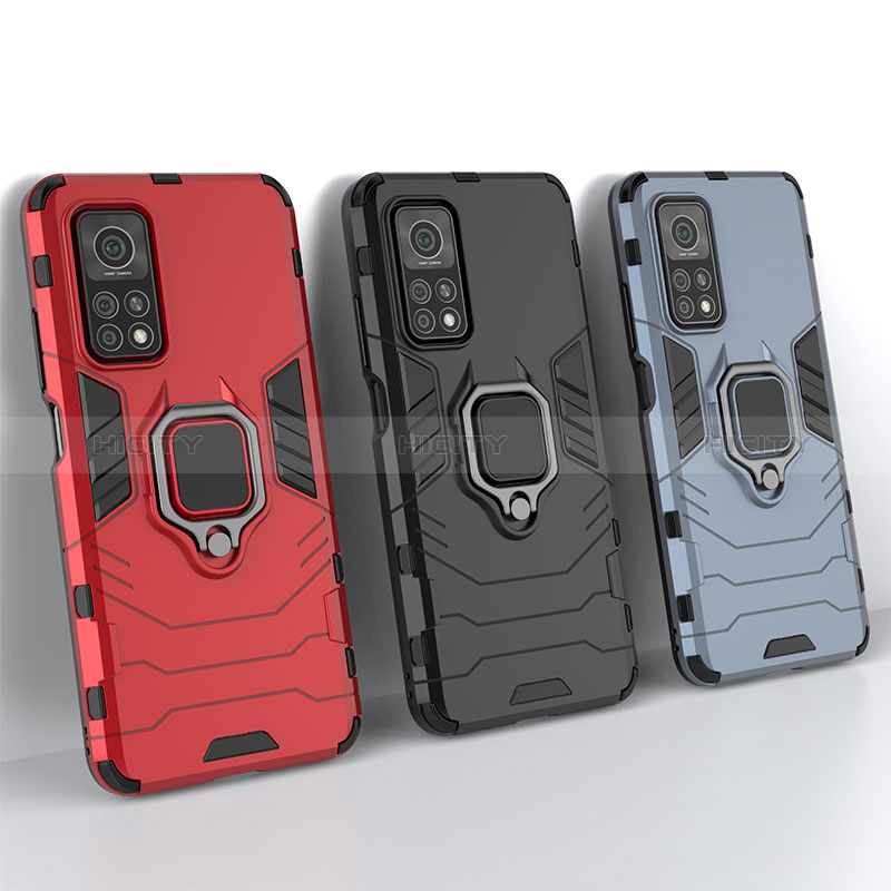 Funda Bumper Silicona y Plastico Mate Carcasa con Magnetico Anillo de dedo Soporte KC2 para Xiaomi Mi 10T Pro 5G