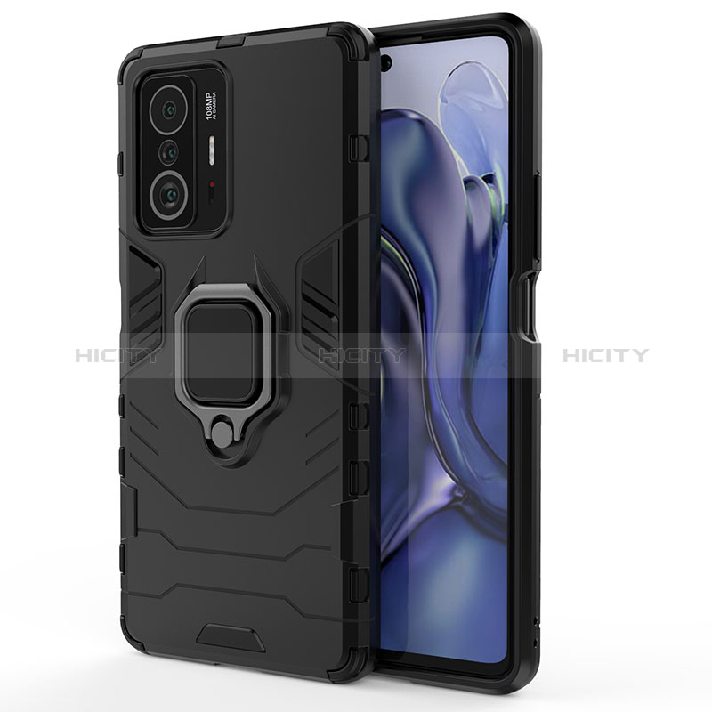 Funda Bumper Silicona y Plastico Mate Carcasa con Magnetico Anillo de dedo Soporte KC2 para Xiaomi Mi 11T 5G