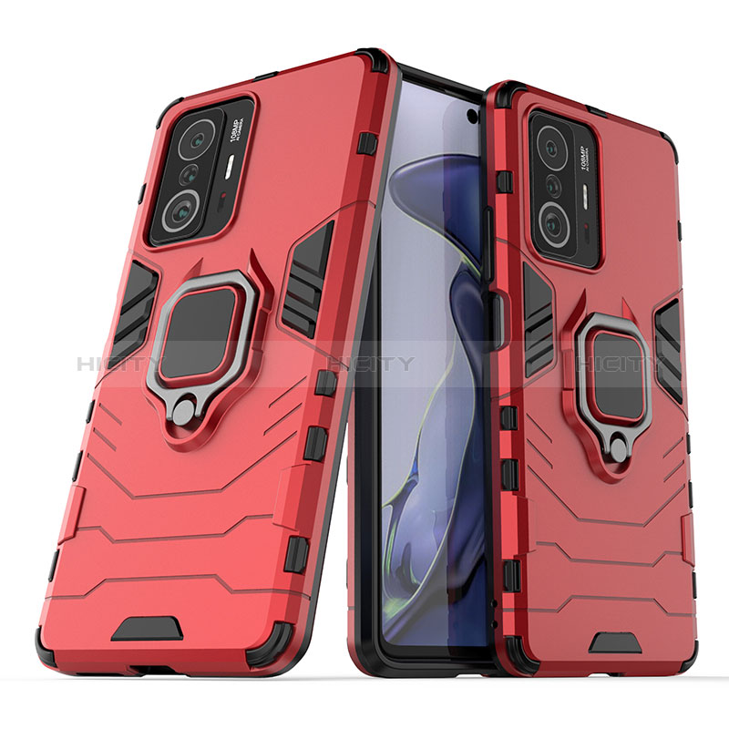 Funda Bumper Silicona y Plastico Mate Carcasa con Magnetico Anillo de dedo Soporte KC2 para Xiaomi Mi 11T 5G