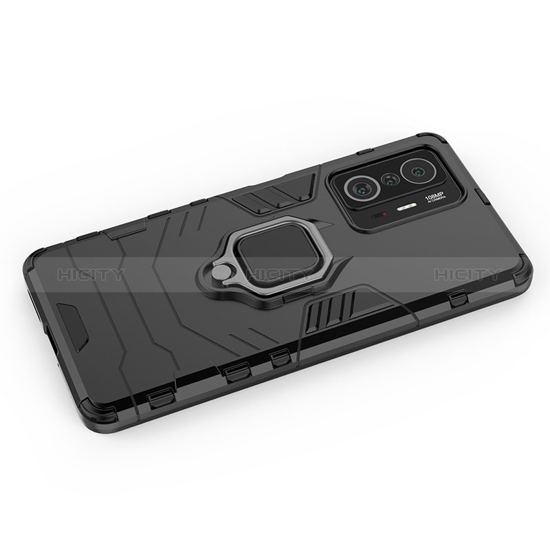 Funda Bumper Silicona y Plastico Mate Carcasa con Magnetico Anillo de dedo Soporte KC2 para Xiaomi Mi 11T 5G