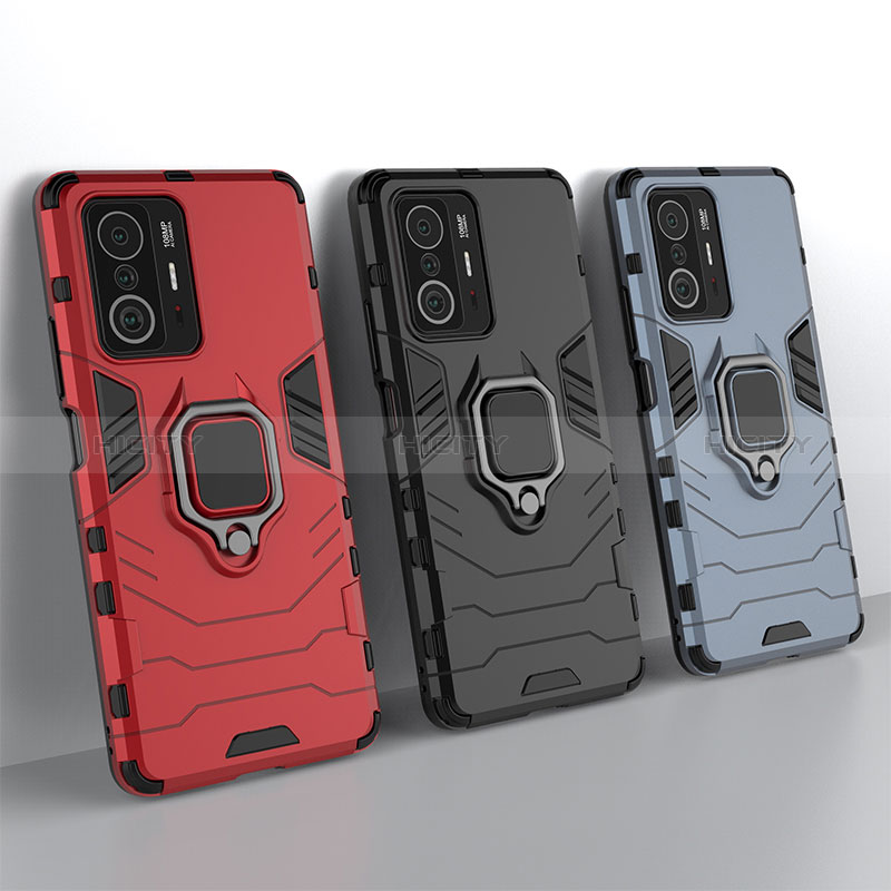 Funda Bumper Silicona y Plastico Mate Carcasa con Magnetico Anillo de dedo Soporte KC2 para Xiaomi Mi 11T Pro 5G