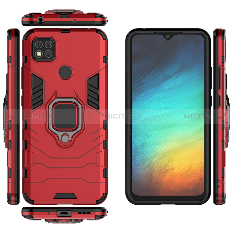 Funda Bumper Silicona y Plastico Mate Carcasa con Magnetico Anillo de dedo Soporte KC2 para Xiaomi POCO C31