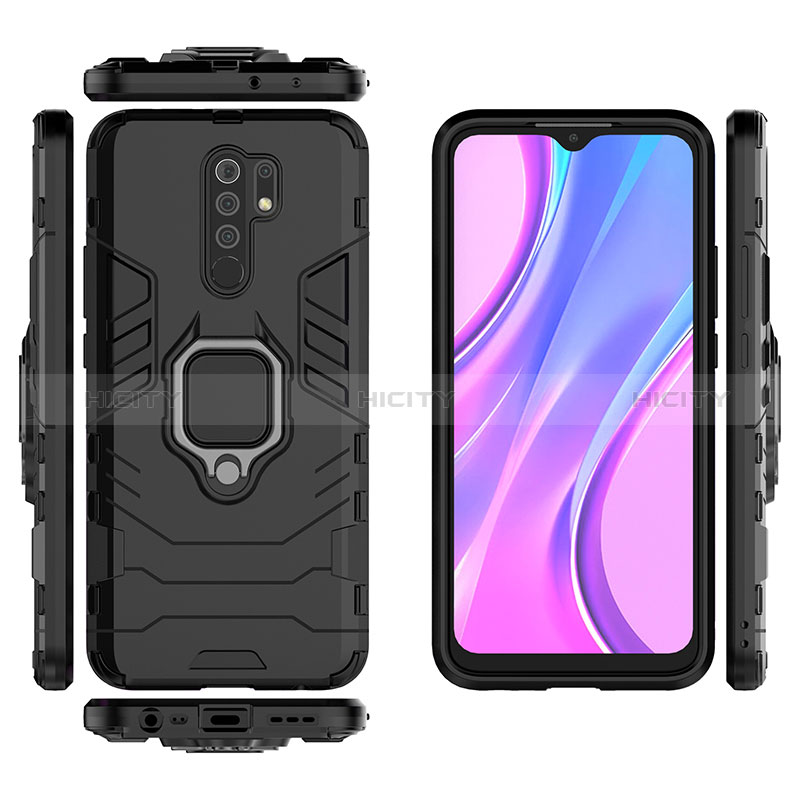 Funda Bumper Silicona y Plastico Mate Carcasa con Magnetico Anillo de dedo Soporte KC2 para Xiaomi Poco M2