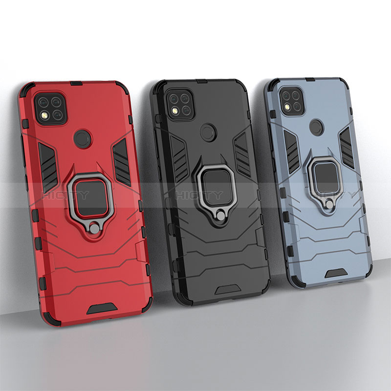 Funda Bumper Silicona y Plastico Mate Carcasa con Magnetico Anillo de dedo Soporte KC2 para Xiaomi Redmi 10A 4G