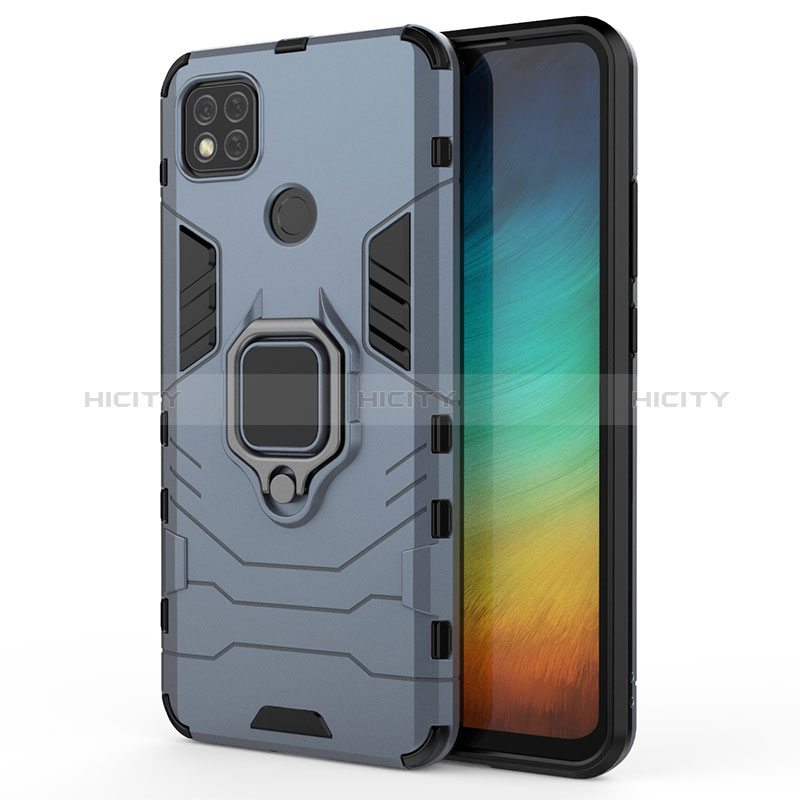 Funda Bumper Silicona y Plastico Mate Carcasa con Magnetico Anillo de dedo Soporte KC2 para Xiaomi Redmi 9 Activ