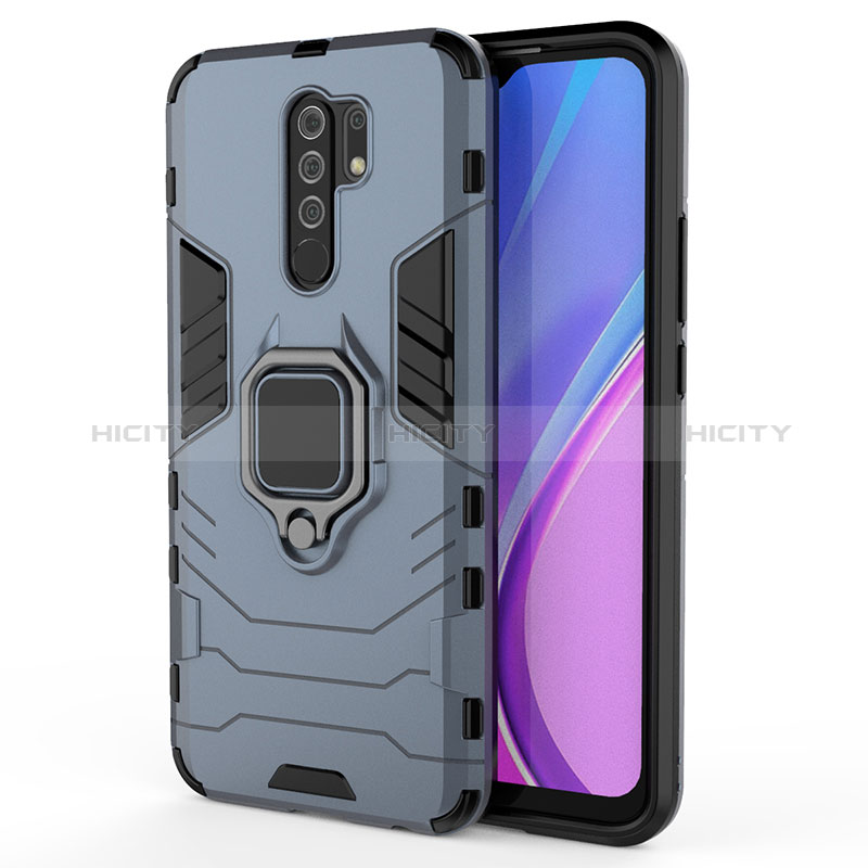 Funda Bumper Silicona y Plastico Mate Carcasa con Magnetico Anillo de dedo Soporte KC2 para Xiaomi Redmi 9 Prime India