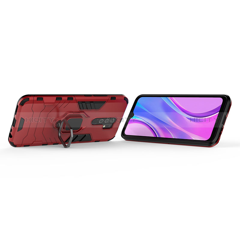 Funda Bumper Silicona y Plastico Mate Carcasa con Magnetico Anillo de dedo Soporte KC2 para Xiaomi Redmi 9 Prime India