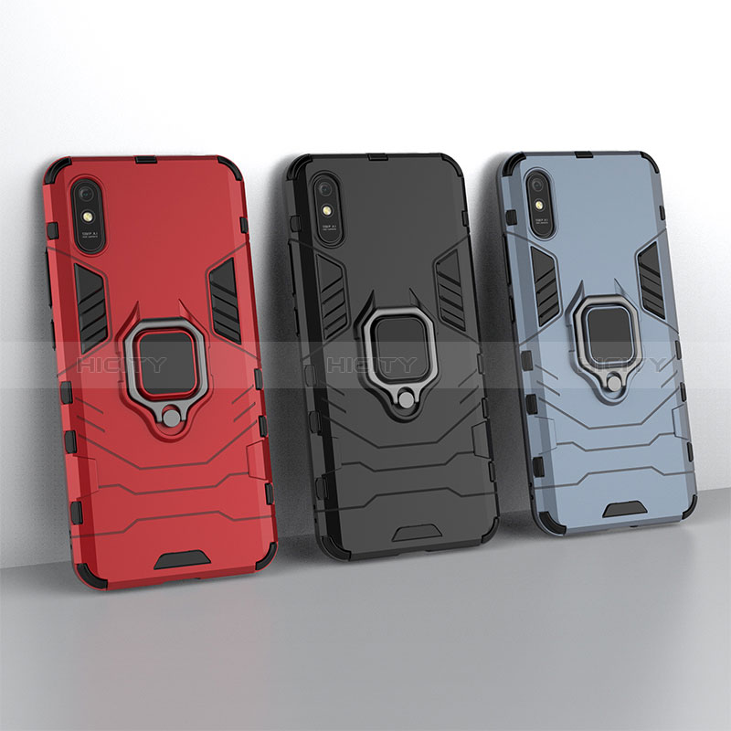 Funda Bumper Silicona y Plastico Mate Carcasa con Magnetico Anillo de dedo Soporte KC2 para Xiaomi Redmi 9AT