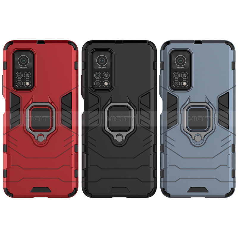 Funda Bumper Silicona y Plastico Mate Carcasa con Magnetico Anillo de dedo Soporte KC2 para Xiaomi Redmi K30S 5G