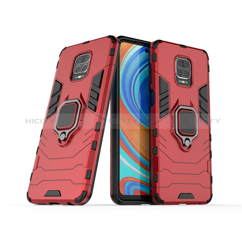 Funda Bumper Silicona y Plastico Mate Carcasa con Magnetico Anillo de dedo Soporte KC2 para Xiaomi Redmi Note 9 Pro