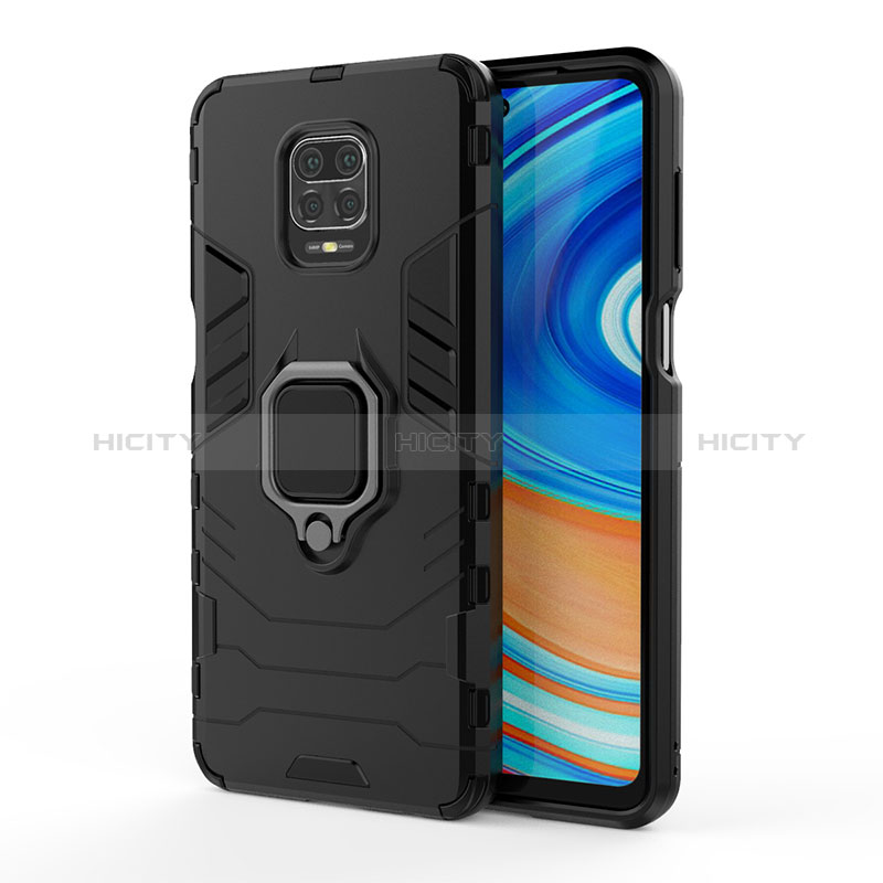 Funda Bumper Silicona y Plastico Mate Carcasa con Magnetico Anillo de dedo Soporte KC2 para Xiaomi Redmi Note 9 Pro Max