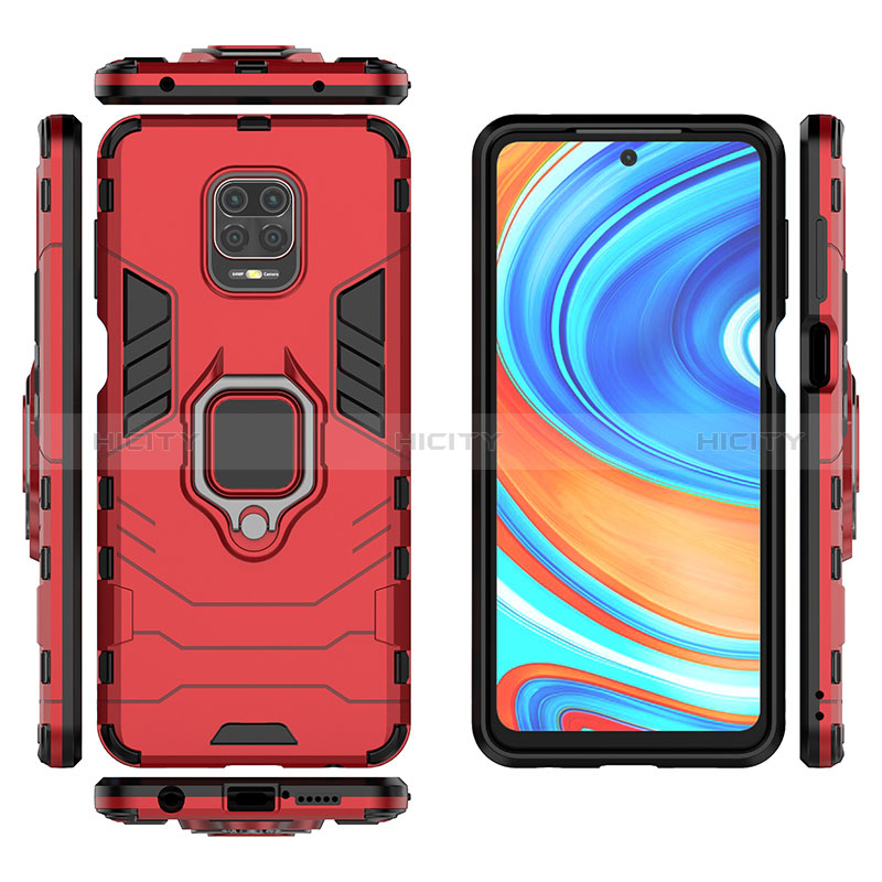 Funda Bumper Silicona y Plastico Mate Carcasa con Magnetico Anillo de dedo Soporte KC2 para Xiaomi Redmi Note 9 Pro Max