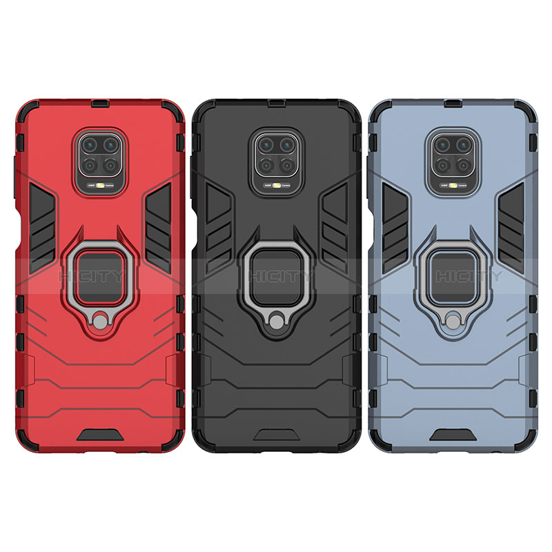 Funda Bumper Silicona y Plastico Mate Carcasa con Magnetico Anillo de dedo Soporte KC2 para Xiaomi Redmi Note 9 Pro Max