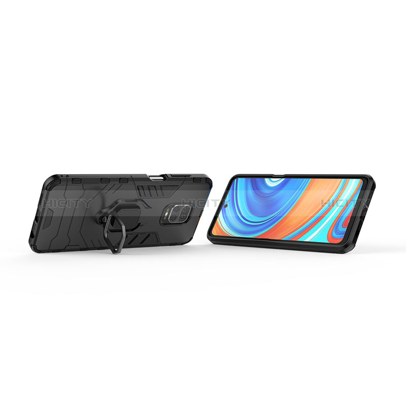 Funda Bumper Silicona y Plastico Mate Carcasa con Magnetico Anillo de dedo Soporte KC2 para Xiaomi Redmi Note 9 Pro Max