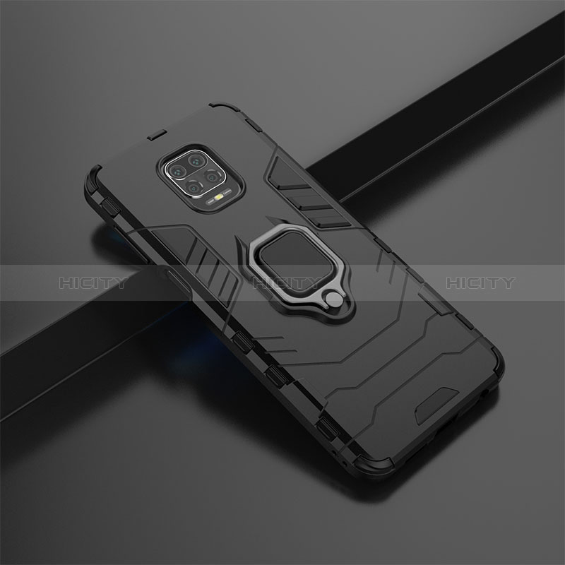 Funda Bumper Silicona y Plastico Mate Carcasa con Magnetico Anillo de dedo Soporte KC2 para Xiaomi Redmi Note 9 Pro Max