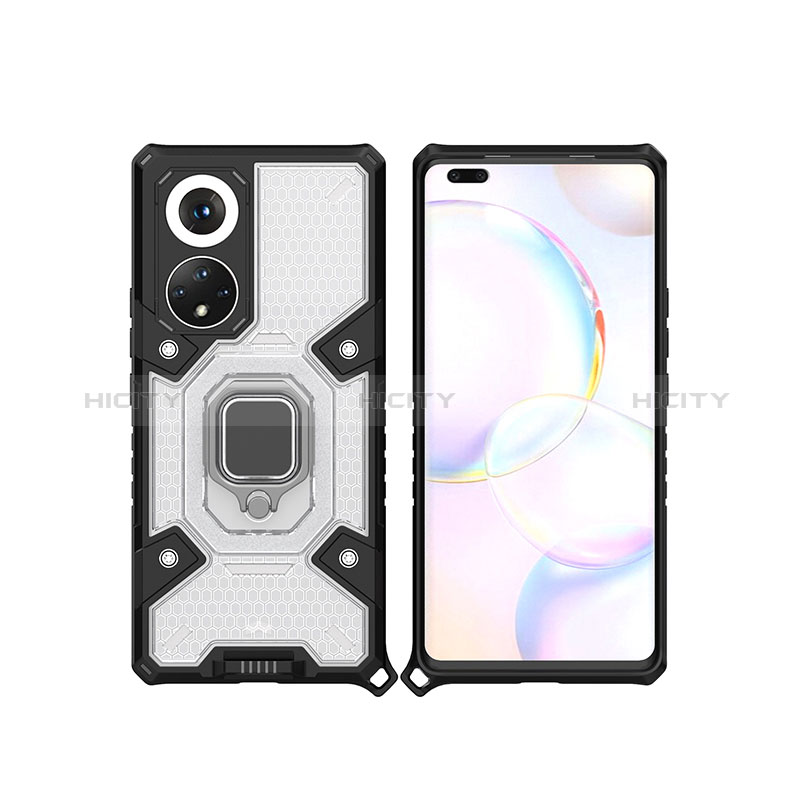 Funda Bumper Silicona y Plastico Mate Carcasa con Magnetico Anillo de dedo Soporte KC3 para Huawei Honor 50 Pro 5G