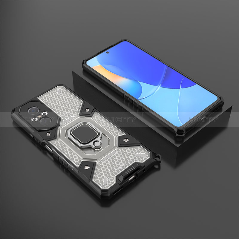 Funda Bumper Silicona y Plastico Mate Carcasa con Magnetico Anillo de dedo Soporte KC3 para Huawei Honor 50 SE 5G