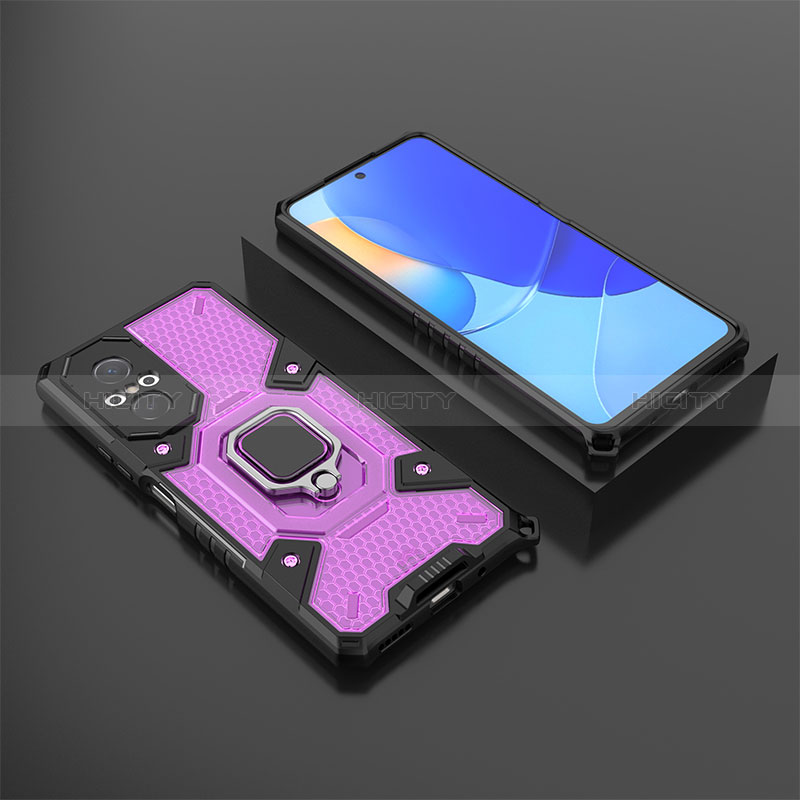 Funda Bumper Silicona y Plastico Mate Carcasa con Magnetico Anillo de dedo Soporte KC3 para Huawei Honor 50 SE 5G