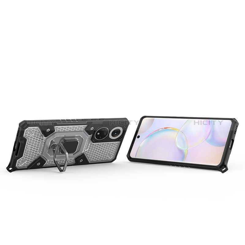 Funda Bumper Silicona y Plastico Mate Carcasa con Magnetico Anillo de dedo Soporte KC3 para Huawei Nova 9