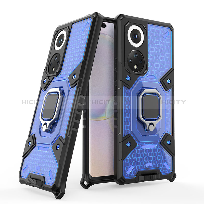 Funda Bumper Silicona y Plastico Mate Carcasa con Magnetico Anillo de dedo Soporte KC3 para Huawei Nova 9 Pro