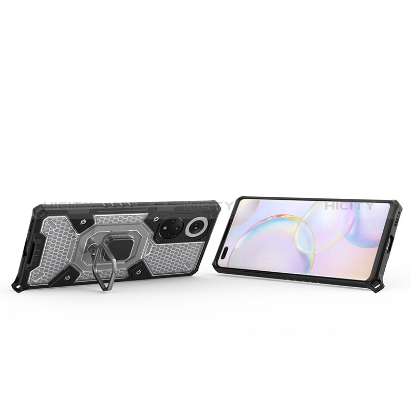 Funda Bumper Silicona y Plastico Mate Carcasa con Magnetico Anillo de dedo Soporte KC3 para Huawei Nova 9 Pro