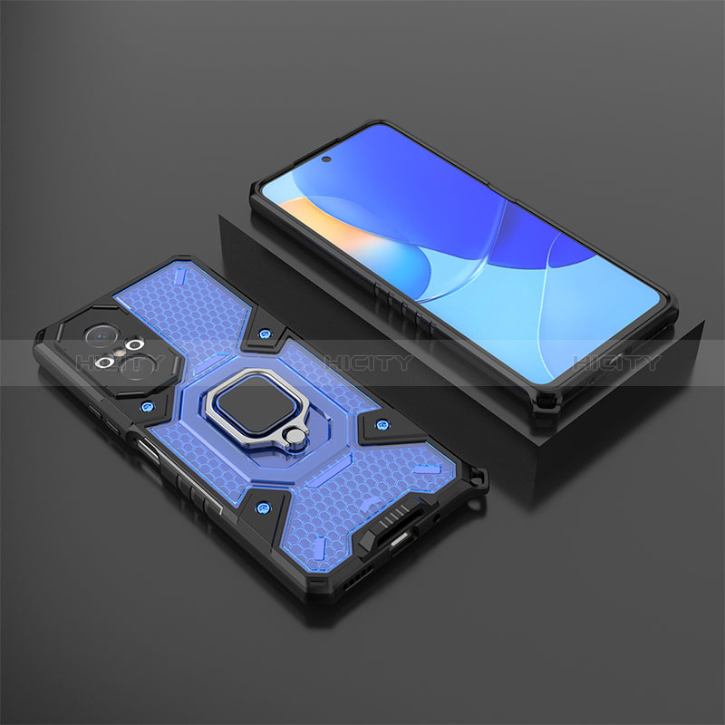 Funda Bumper Silicona y Plastico Mate Carcasa con Magnetico Anillo de dedo Soporte KC3 para Huawei Nova 9 SE