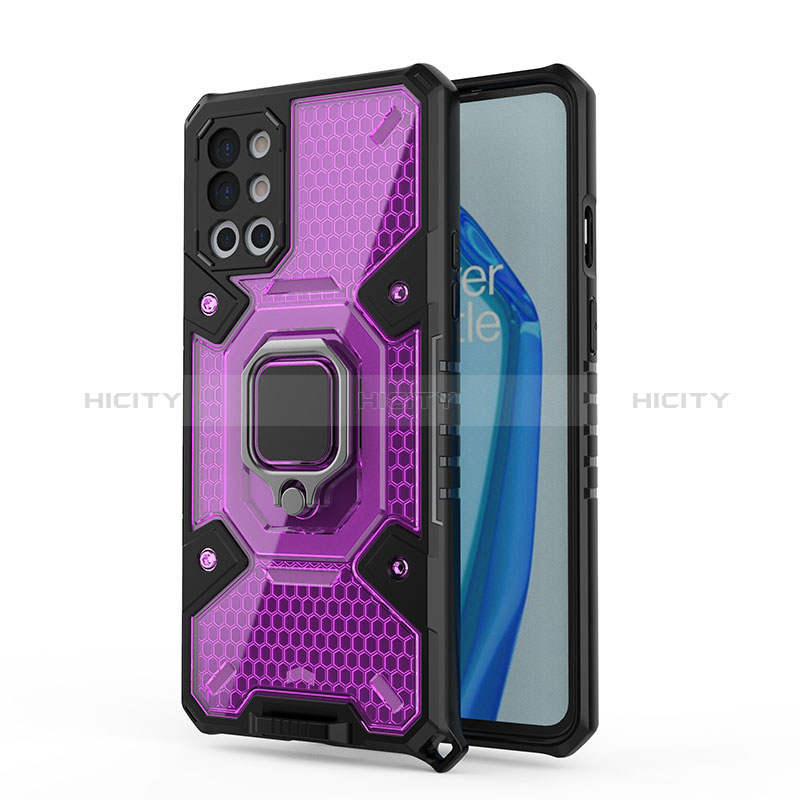 Funda Bumper Silicona y Plastico Mate Carcasa con Magnetico Anillo de dedo Soporte KC3 para OnePlus 9R 5G