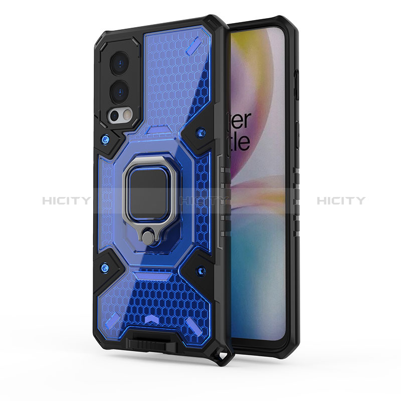 Funda Bumper Silicona y Plastico Mate Carcasa con Magnetico Anillo de dedo Soporte KC3 para OnePlus Nord 2 5G