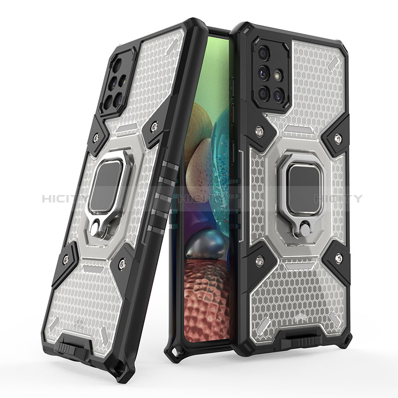 Funda Bumper Silicona y Plastico Mate Carcasa con Magnetico Anillo de dedo Soporte KC3 para Samsung Galaxy A71 4G A715