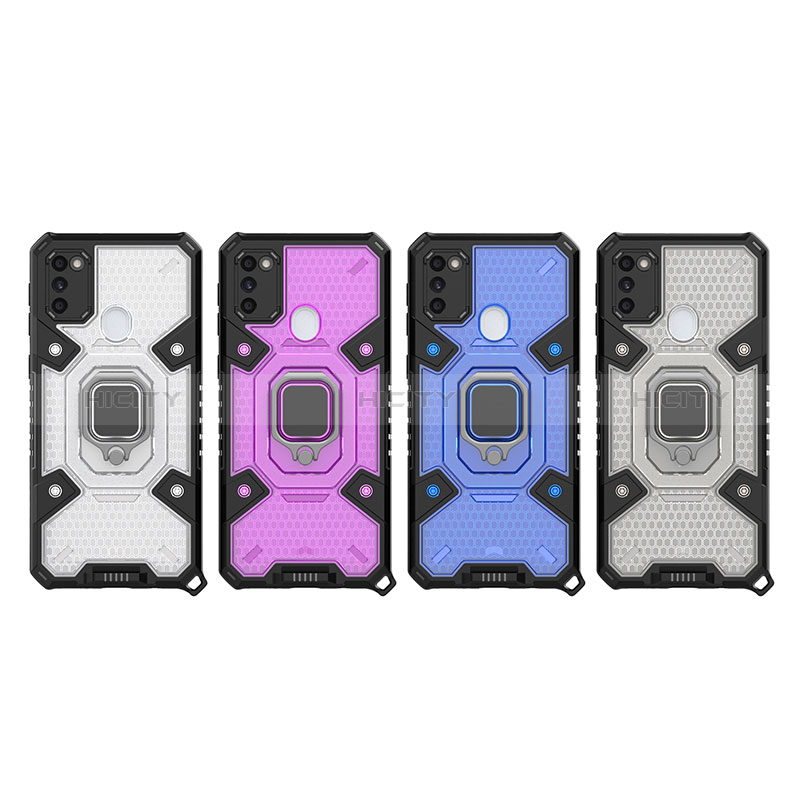 Funda Bumper Silicona y Plastico Mate Carcasa con Magnetico Anillo de dedo Soporte KC3 para Samsung Galaxy M30s