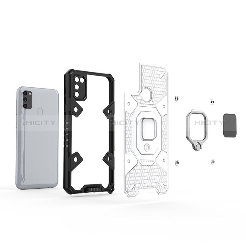 Funda Bumper Silicona y Plastico Mate Carcasa con Magnetico Anillo de dedo Soporte KC3 para Samsung Galaxy M30s