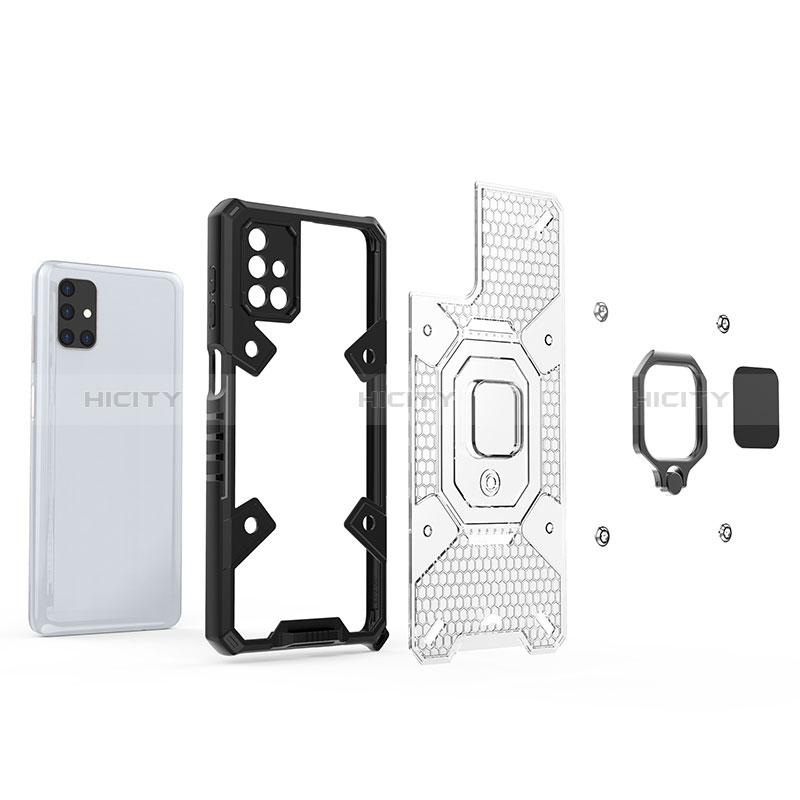 Funda Bumper Silicona y Plastico Mate Carcasa con Magnetico Anillo de dedo Soporte KC3 para Samsung Galaxy M51