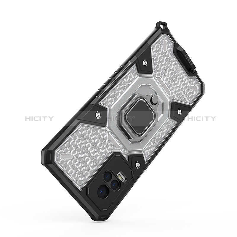 Funda Bumper Silicona y Plastico Mate Carcasa con Magnetico Anillo de dedo Soporte KC3 para Vivo V21e 4G