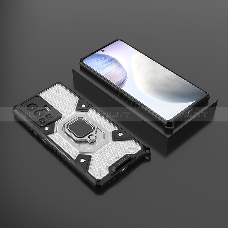 Funda Bumper Silicona y Plastico Mate Carcasa con Magnetico Anillo de dedo Soporte KC3 para Vivo X70 Pro 5G