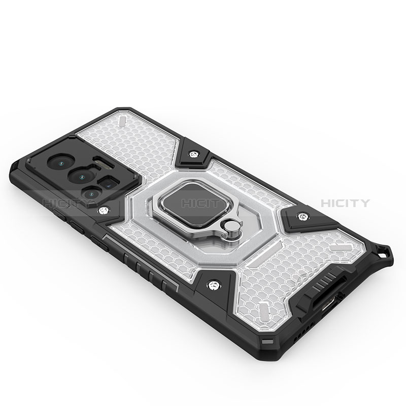 Funda Bumper Silicona y Plastico Mate Carcasa con Magnetico Anillo de dedo Soporte KC3 para Vivo X70 Pro 5G