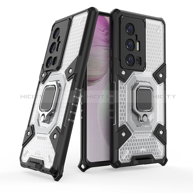 Funda Bumper Silicona y Plastico Mate Carcasa con Magnetico Anillo de dedo Soporte KC3 para Vivo X70 Pro+ Plus 5G