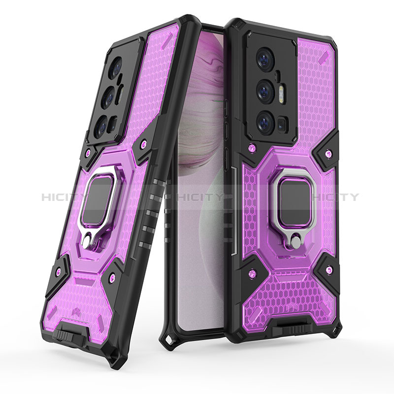 Funda Bumper Silicona y Plastico Mate Carcasa con Magnetico Anillo de dedo Soporte KC3 para Vivo X70 Pro+ Plus 5G