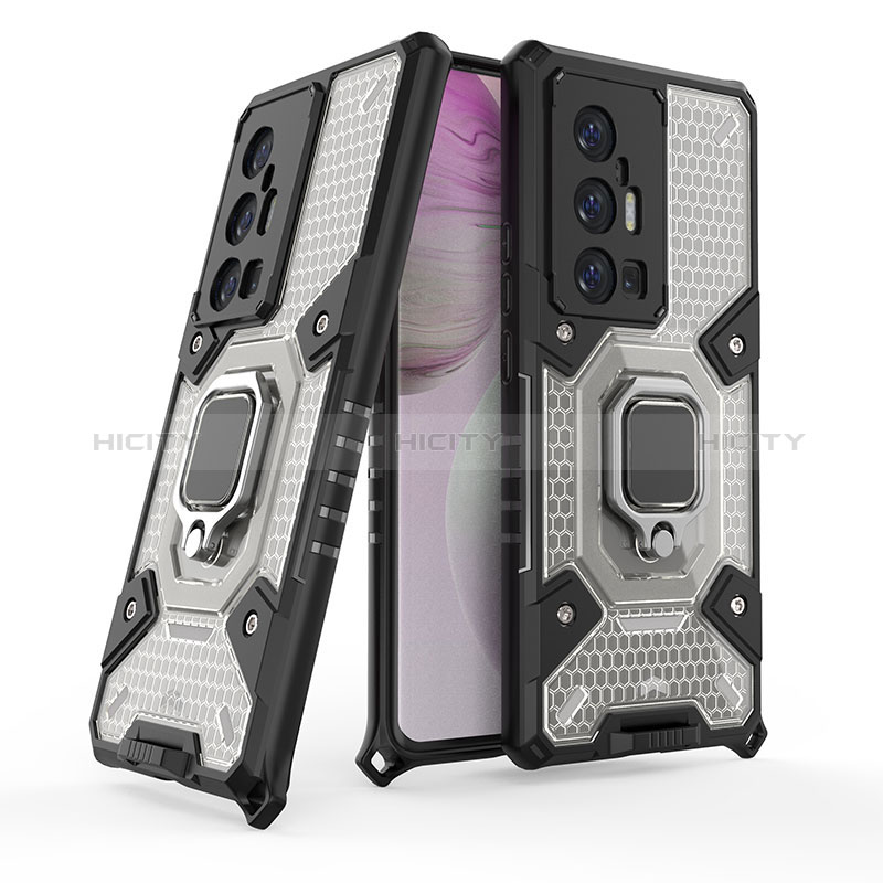 Funda Bumper Silicona y Plastico Mate Carcasa con Magnetico Anillo de dedo Soporte KC3 para Vivo X70 Pro+ Plus 5G