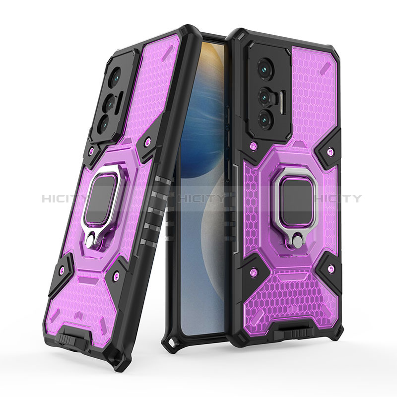 Funda Bumper Silicona y Plastico Mate Carcasa con Magnetico Anillo de dedo Soporte KC3 para Vivo X70t