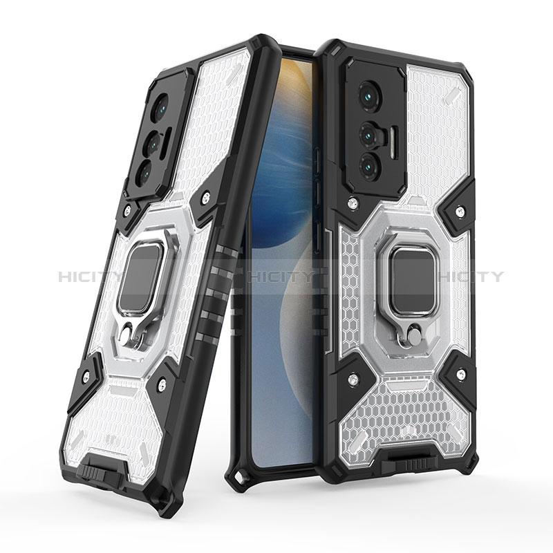 Funda Bumper Silicona y Plastico Mate Carcasa con Magnetico Anillo de dedo Soporte KC3 para Vivo X70t