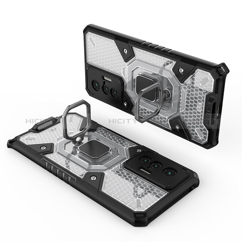 Funda Bumper Silicona y Plastico Mate Carcasa con Magnetico Anillo de dedo Soporte KC3 para Vivo X70t