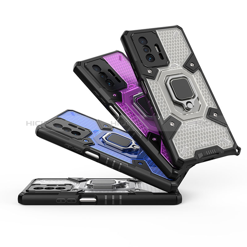 Funda Bumper Silicona y Plastico Mate Carcasa con Magnetico Anillo de dedo Soporte KC3 para Xiaomi Mi 11T 5G