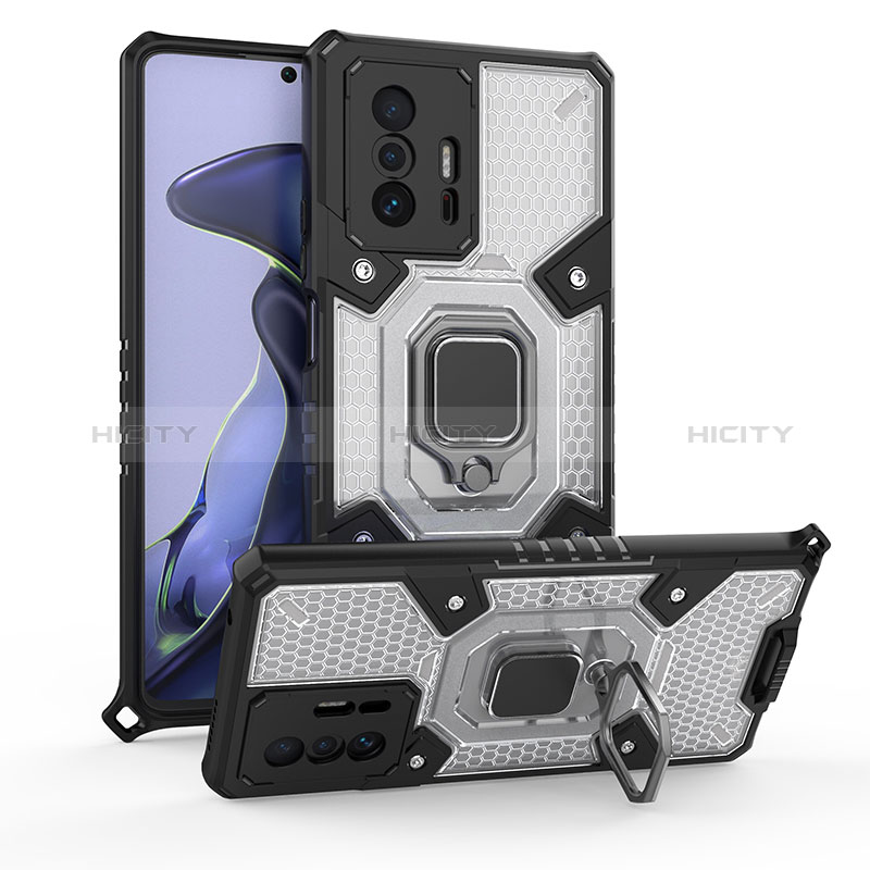 Funda Bumper Silicona y Plastico Mate Carcasa con Magnetico Anillo de dedo Soporte KC3 para Xiaomi Mi 11T Pro 5G