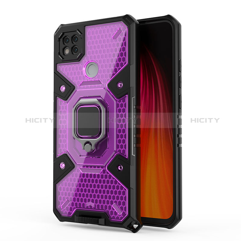 Funda Bumper Silicona y Plastico Mate Carcasa con Magnetico Anillo de dedo Soporte KC3 para Xiaomi POCO C3