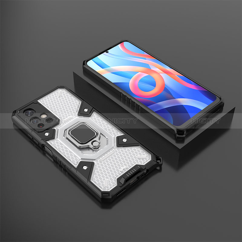 Funda Bumper Silicona y Plastico Mate Carcasa con Magnetico Anillo de dedo Soporte KC3 para Xiaomi Poco M4 Pro 5G