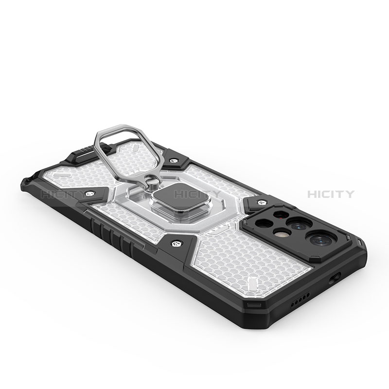 Funda Bumper Silicona y Plastico Mate Carcasa con Magnetico Anillo de dedo Soporte KC3 para Xiaomi Poco M4 Pro 5G